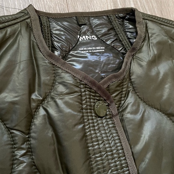 Mango MNG quilted liner shacket coat jacket army green XS - Picture 3 of 6
